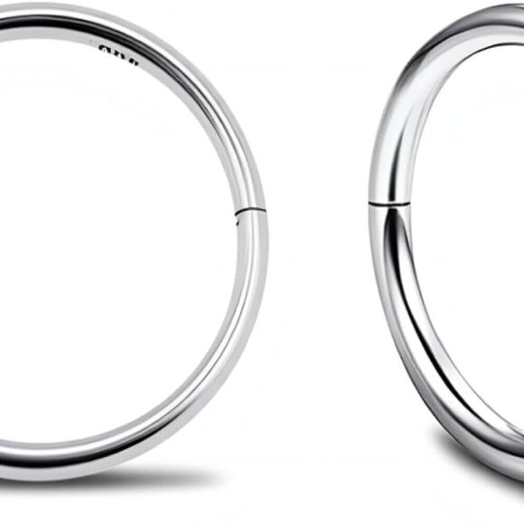 Jewelry - Sterling Silver Hoop Earrings Hypoallergenic Hinged Continuous Wear 8-14mm